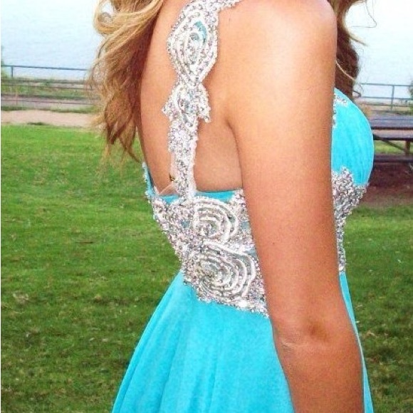 Turquoise Sherri Hill Prom Dress - Picture 2 of 4